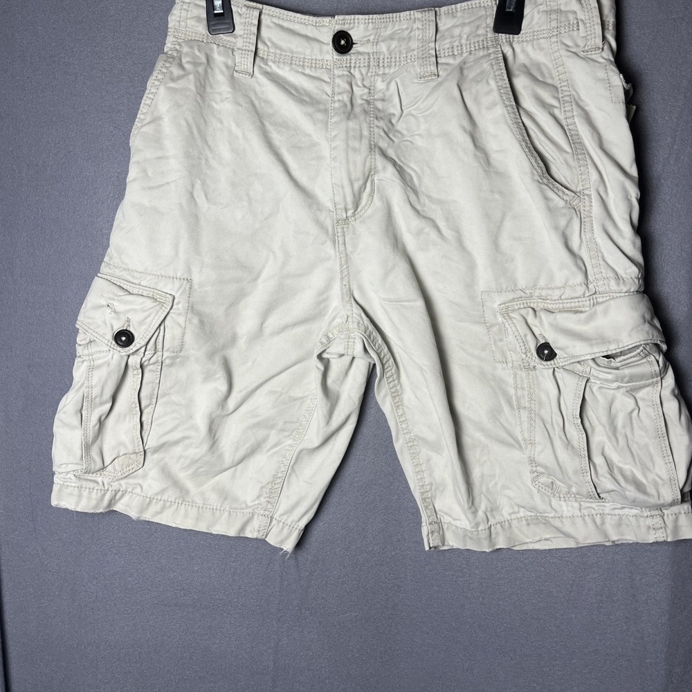 American Eagle Classic Cargo Shorts 10 Inseam Men Size 31 Light‎ Tan Distress